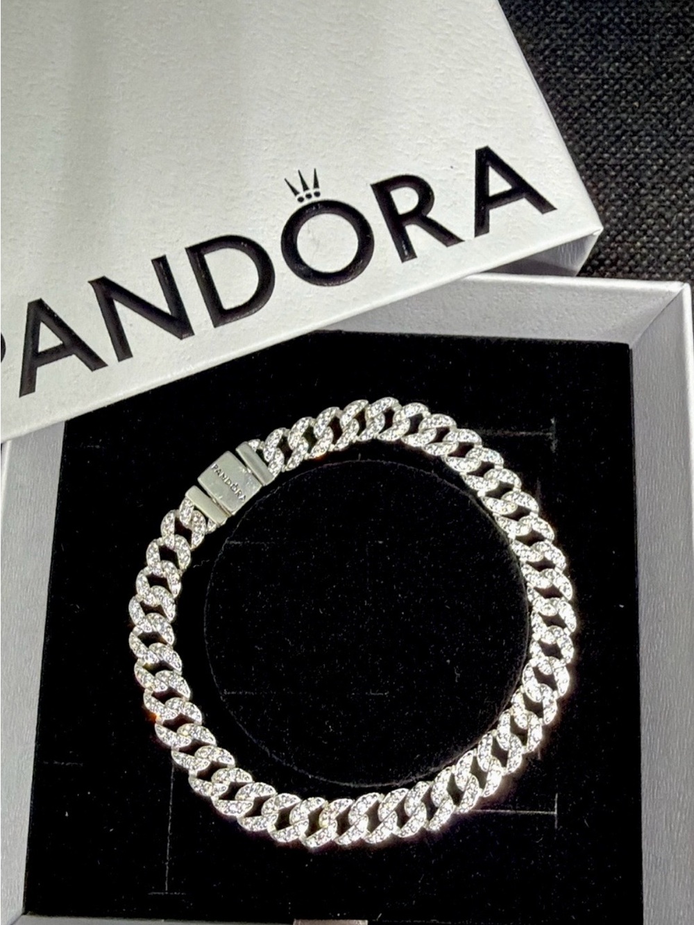 Pandora Silver Sparkle Curb Chain Bracelet